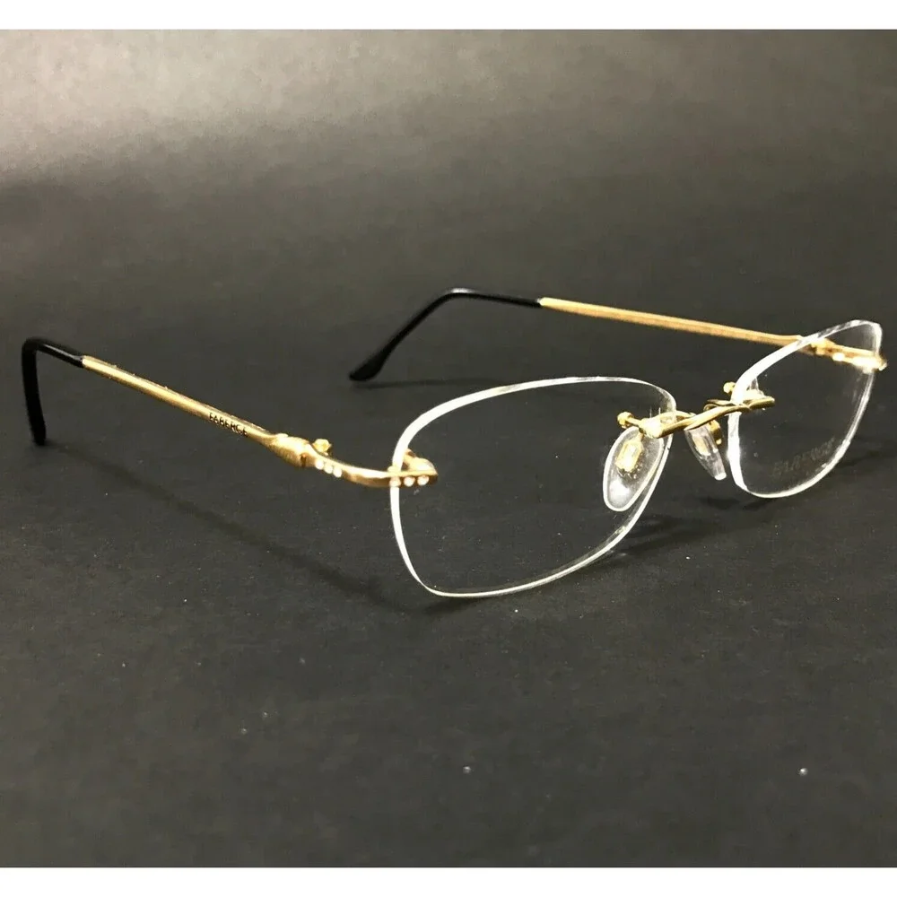 Faberge Eyeglasses Frames FB014 /20 6050 23KT Gold Plated Rimless 51-18-130